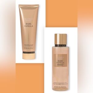 Victoria's Secret Bare Vanilla Lotion and Shimmer Mist Set in Gold- New